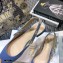 Dior Heel 1.5cm Moi J'Adior Embroidered Cotton Slingback Ballerina Flats Blue 2021