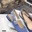Dior Heel 1.5cm Moi J'Adior Embroidered Cotton Slingback Ballerina Flats Blue 2021