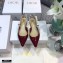 Dior J'Adior Slingback Ballerina Flats Patent Calfskin Burgundy 2021