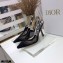 Dior Heel 9.5cm J'Adior Slingback Pumps Mesh Embroidery Black 2021