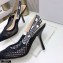 Dior Heel 9.5cm J'Adior Slingback Pumps Mesh Embroidery Black 2021