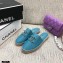 Chanel Chain CC Logo Espadrilles Mules Blue 2021
