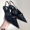 Prada Gabardine Slingback Pumps Black with Triangle Logo 2021