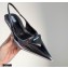 Prada Gabardine Slingback Pumps Metallic Silver with Triangle Logo 2021