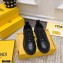 Fendi Rise Leather Flatform Sneakers Black with All-over Embossed FF 2021