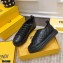 Fendi Rise Leather Flatform Sneakers Black with All-over Embossed FF 2021