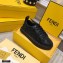 Fendi Rise Leather Flatform Sneakers Black with All-over Embossed FF 2021