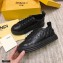 Fendi Rise Leather Flatform Sneakers Black with All-over Embossed FF 2021