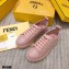 Fendi Rise Leather Flatform Sneakers Pink with All-over Embossed FF 2021