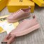 Fendi Rise Leather Flatform Sneakers Pink with All-over Embossed FF 2021