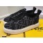 Fendi Rise Fabric Flatform Sneakers Black with Diagonal FF 2021