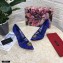 Dolce & Gabbana Heel 10.5cm Taormina Lace Pumps Blue with Devotion Heart 2021
