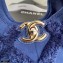 Chanel Cotton Canvas and Calfskin Small Hobo Bag AS2320 Navy Blue 2021