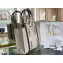 Chloe Medium Woody Tote Bag White/Full Blue in Cotton Canvas and Shiny Calfskin 2021