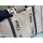 Chloe Large Woody Tote Bag White/Full Blue in Cotton Canvas and Shiny Calfskin 2021