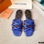 Louis Vuitton Calf Leather and Nano Monogram Canvas Flat Mules Blue 2021
