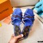 Louis Vuitton Calf Leather and Nano Monogram Canvas Flat Mules Blue 2021