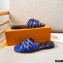 Louis Vuitton Calf Leather and Nano Monogram Canvas Flat Mules Blue 2021