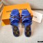 Louis Vuitton Calf Leather and Nano Monogram Canvas Flat Mules Blue 2021