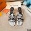 Louis Vuitton Calf Leather and Nano Monogram Canvas Heel Mules Silver 2021