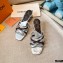 Louis Vuitton Calf Leather and Nano Monogram Canvas Heel Mules Silver 2021