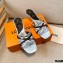 Louis Vuitton Calf Leather and Nano Monogram Canvas Heel Mules Silver 2021
