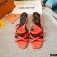 Louis Vuitton Calf Leather and Nano Monogram Canvas Heel Mules Orange 2021