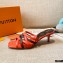 Louis Vuitton Calf Leather and Nano Monogram Canvas Heel Mules Orange 2021