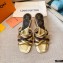 Louis Vuitton Calf Leather and Nano Monogram Canvas Heel Mules Gold 2021