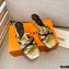 Louis Vuitton Calf Leather and Nano Monogram Canvas Heel Mules Gold 2021