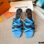 Louis Vuitton Calf Leather and Nano Monogram Canvas Heel Mules Blue 2021