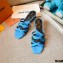 Louis Vuitton Calf Leather and Nano Monogram Canvas Heel Mules Blue 2021