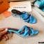 Louis Vuitton Calf Leather and Nano Monogram Canvas Heel Mules Blue 2021