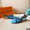 Louis Vuitton Calf Leather and Nano Monogram Canvas Heel Mules Blue 2021