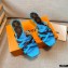 Louis Vuitton Calf Leather and Nano Monogram Canvas Heel Mules Blue 2021