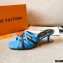 Louis Vuitton Calf Leather and Nano Monogram Canvas Heel Mules Blue 2021