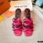 Louis Vuitton Calf Leather and Nano Monogram Canvas Heel Mules Fuchsia 2021