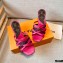 Louis Vuitton Calf Leather and Nano Monogram Canvas Heel Mules Fuchsia 2021