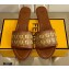Fendi FF Interlace Wide-band Slides Brown 2021