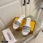 Fendi FF Interlace Wide-band Slides White 2021