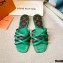 Louis Vuitton Calf Leather and Nano Monogram Canvas Flat Mules Green 2021