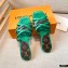 Louis Vuitton Calf Leather and Nano Monogram Canvas Flat Mules Green 2021