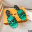 Louis Vuitton Calf Leather and Nano Monogram Canvas Flat Mules Green 2021