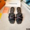 Louis Vuitton Calf Leather and Nano Monogram Canvas Flat Mules Black 2021