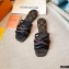 Louis Vuitton Calf Leather and Nano Monogram Canvas Flat Mules Black 2021