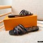 Louis Vuitton Calf Leather and Nano Monogram Canvas Flat Mules Black 2021