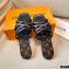 Louis Vuitton Calf Leather and Nano Monogram Canvas Flat Mules Black 2021