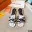 Louis Vuitton Calf Leather and Nano Monogram Canvas Flat Mules Silver 2021