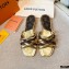 Louis Vuitton Calf Leather and Nano Monogram Canvas Flat Mules Gold 2021