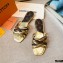 Louis Vuitton Calf Leather and Nano Monogram Canvas Flat Mules Gold 2021